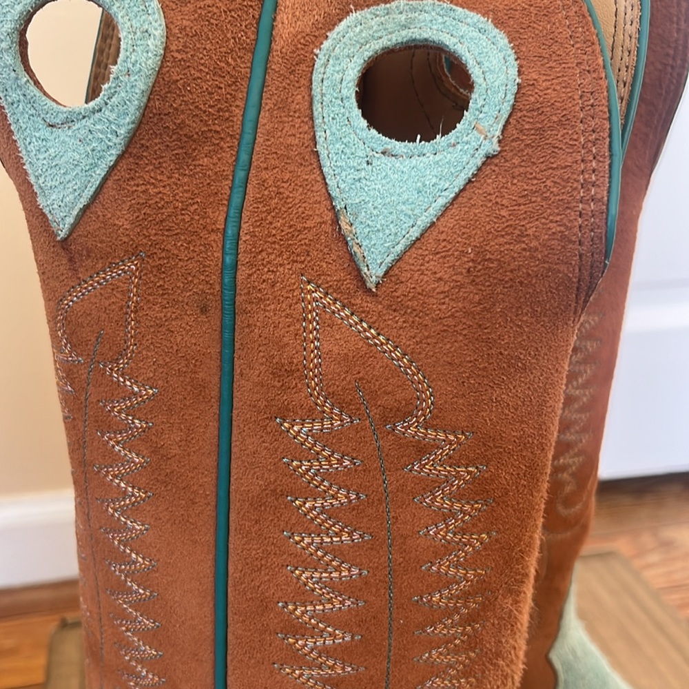 Fenoglio Tiffany Blue & Cognac Full Hide Boots 8.5 - Picture 2 of 10
